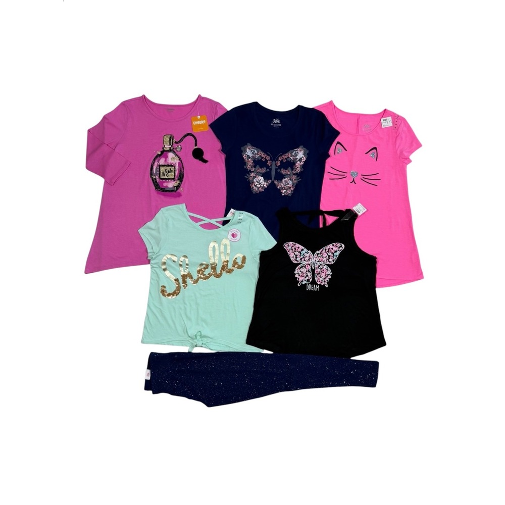 Justice Gymboree Girls Size 14 16 NWT Lot 6pc Tops Leggings Butterfly Cat Sequin